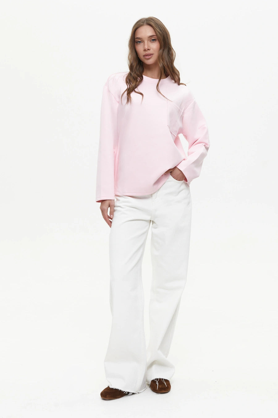 Pink Oversized Long Sleeve Top