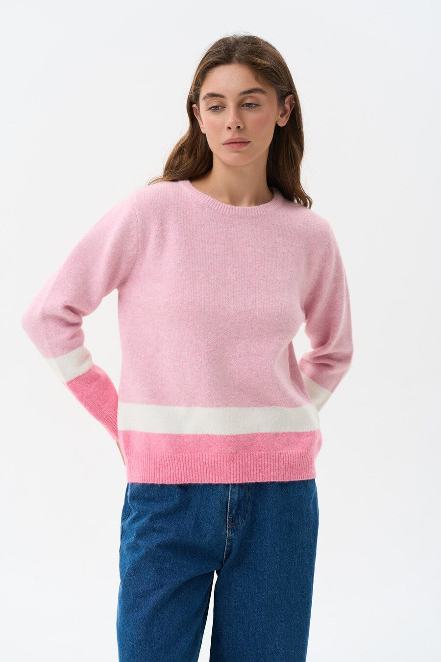 Pink sweater color block