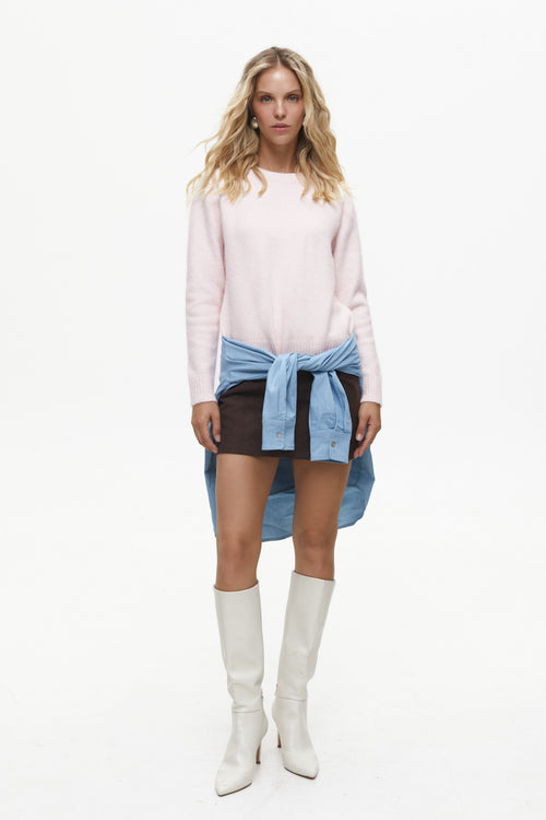 Pink Textured Knit Sweater