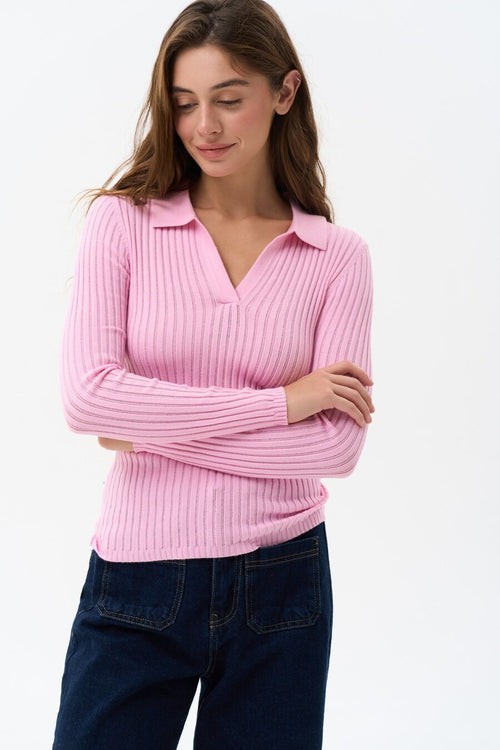 Sweater polo in color pink - SOLMAR