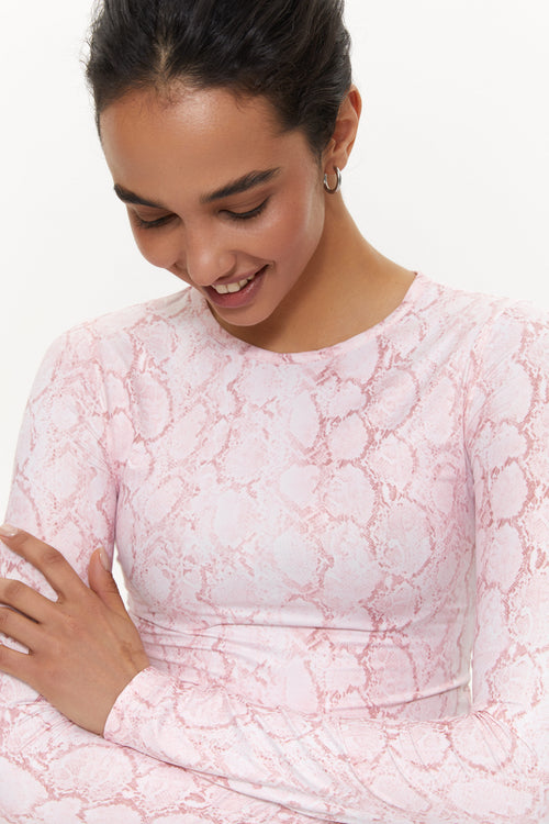 Snakeskin print long-sleeve top, Pink
