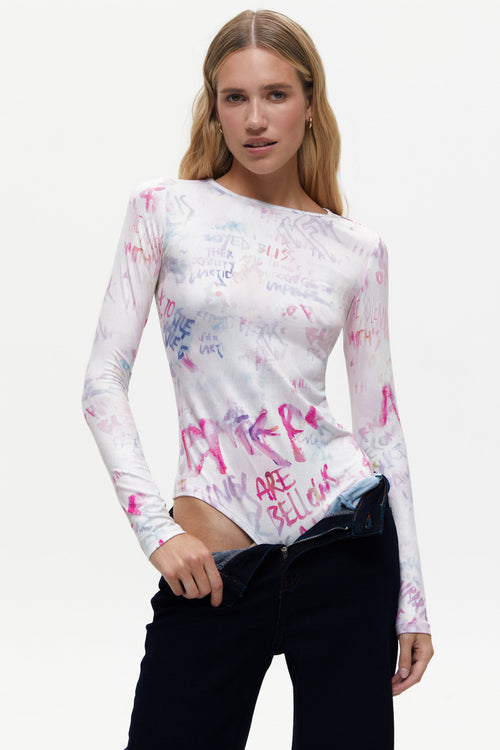 Pink Print Bodysuit