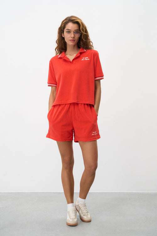 Red Polo Set T-shirt with Shorts