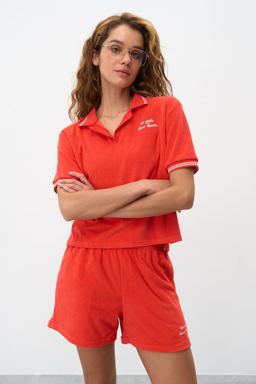Red Polo Set T-shirt with Shorts