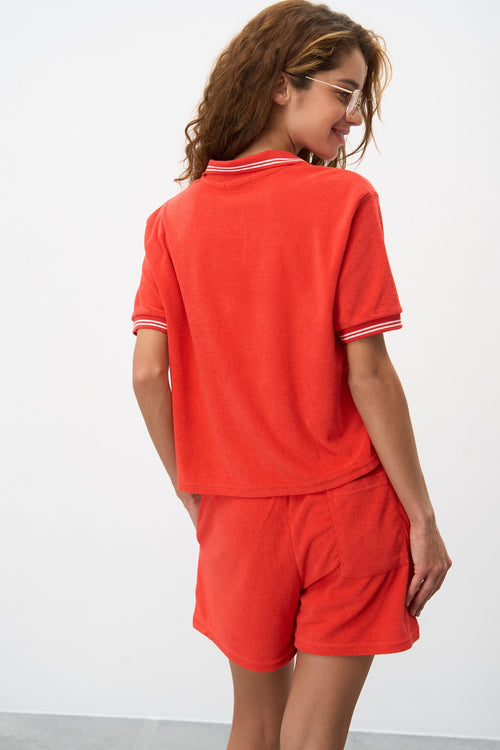Red Polo Set T-shirt with Shorts