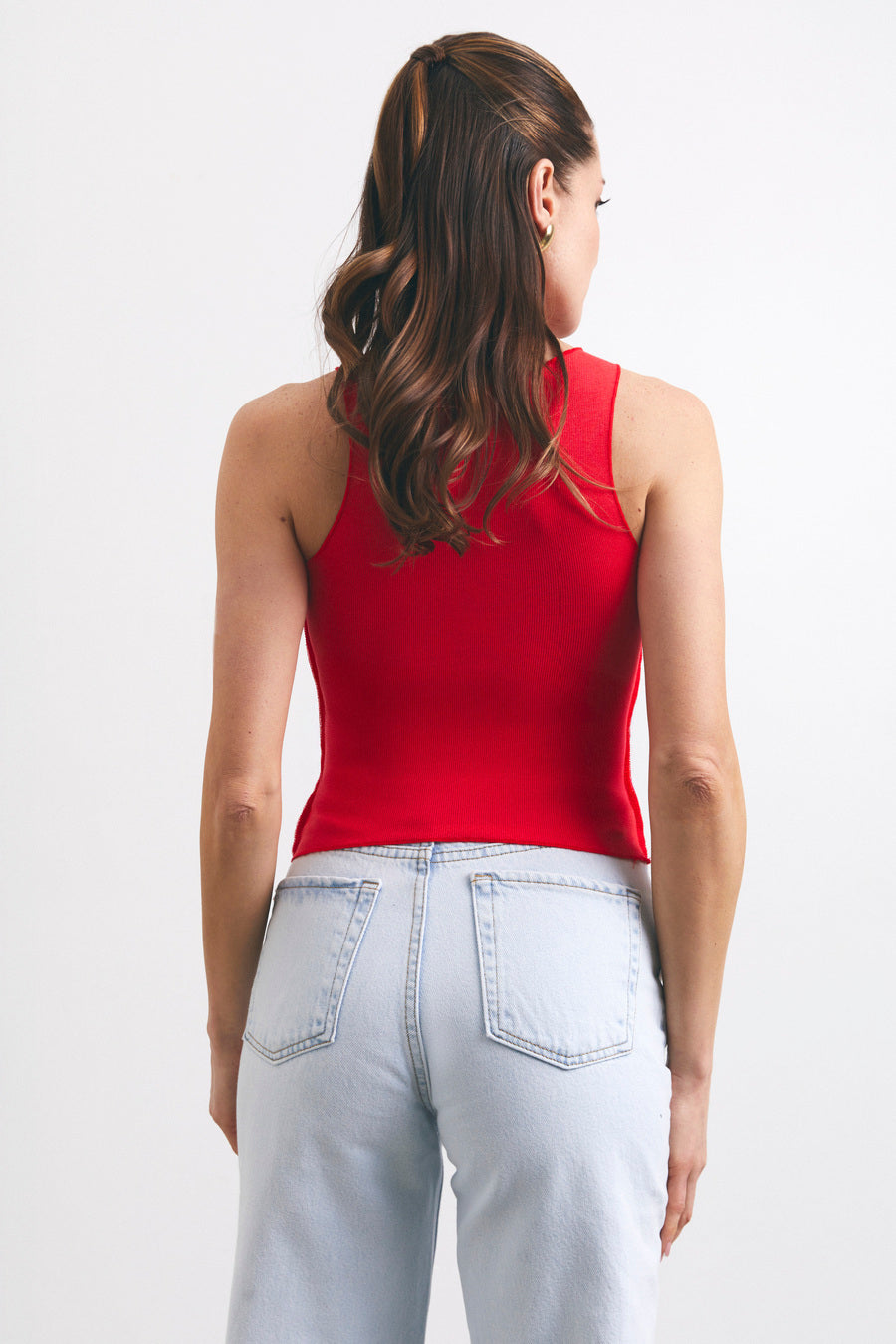 Red Seam Detail Tank Top - SOLMAR