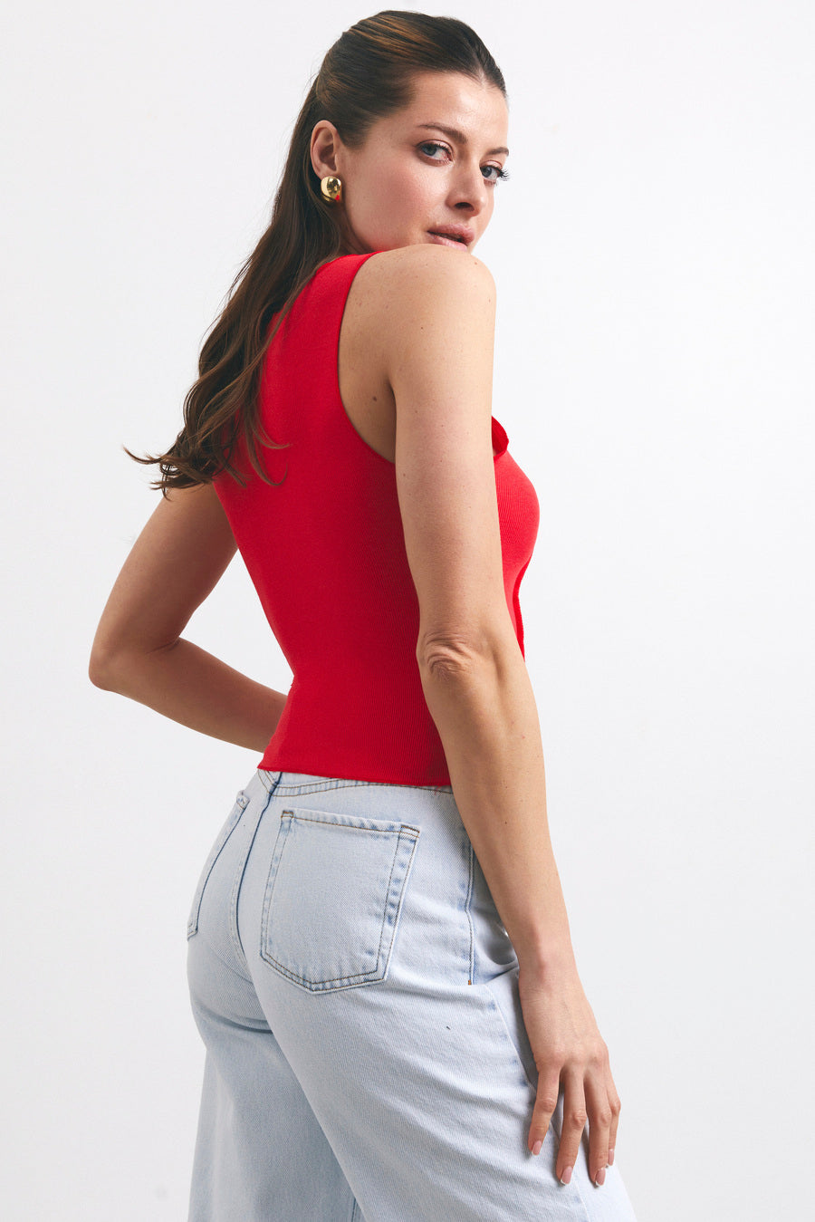 Red Seam Detail Tank Top - SOLMAR