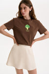 Cream Satin Mini Skirt