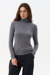 Grey Basic Knit Turtleneck Sweater