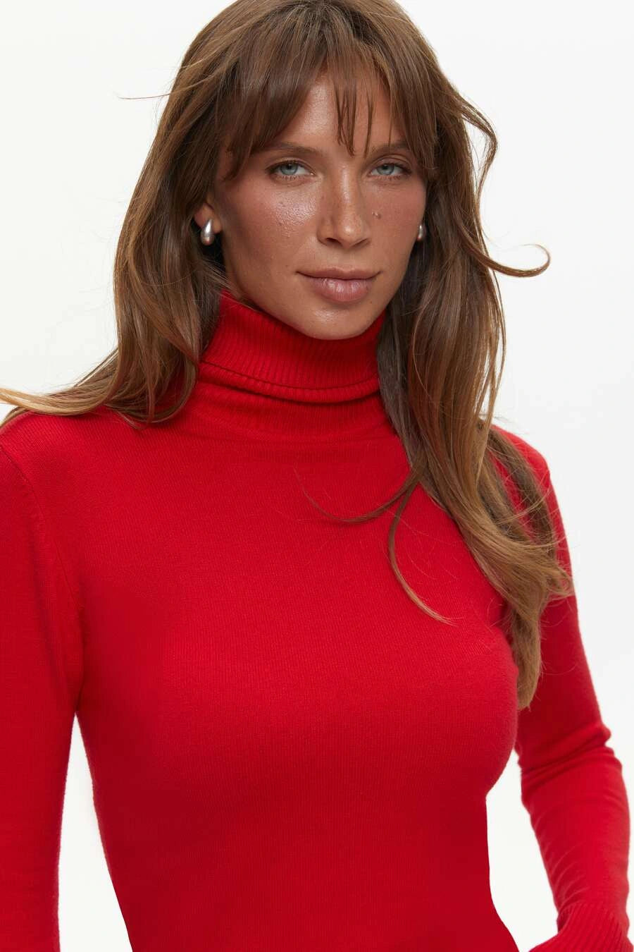 Red Basic Knit Turtleneck Sweater