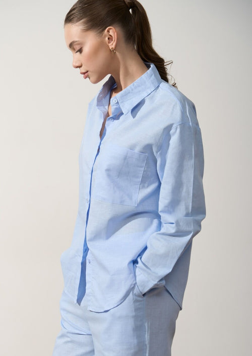 Blue Linen Blend Shirt - SOLMAR