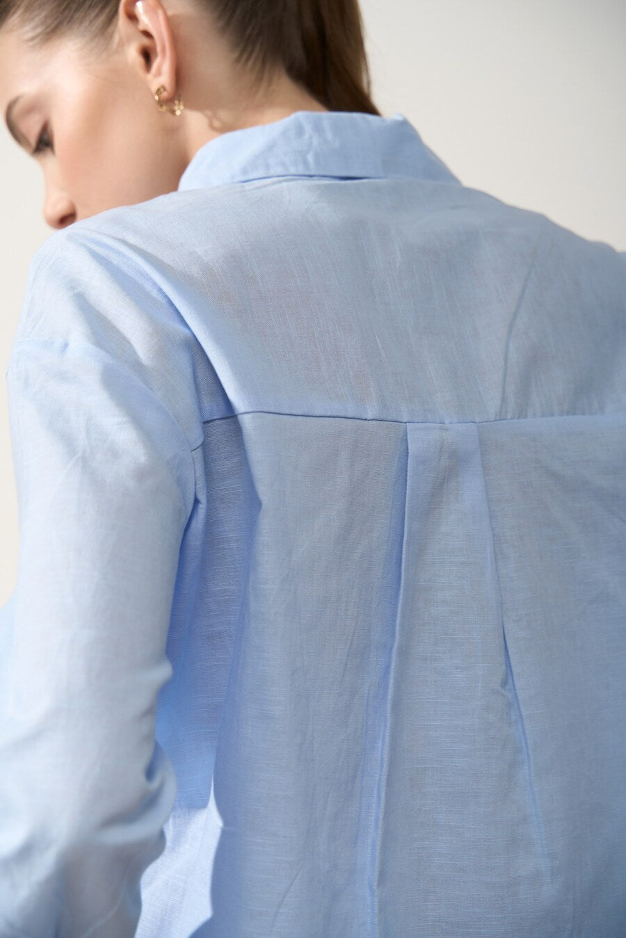 Blue Linen Blend Shirt - SOLMAR