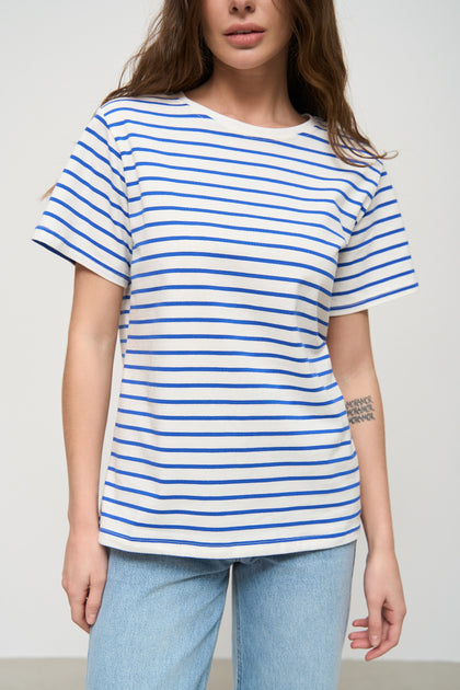 Blue Basic Spriped T-Shirt - SOLMAR