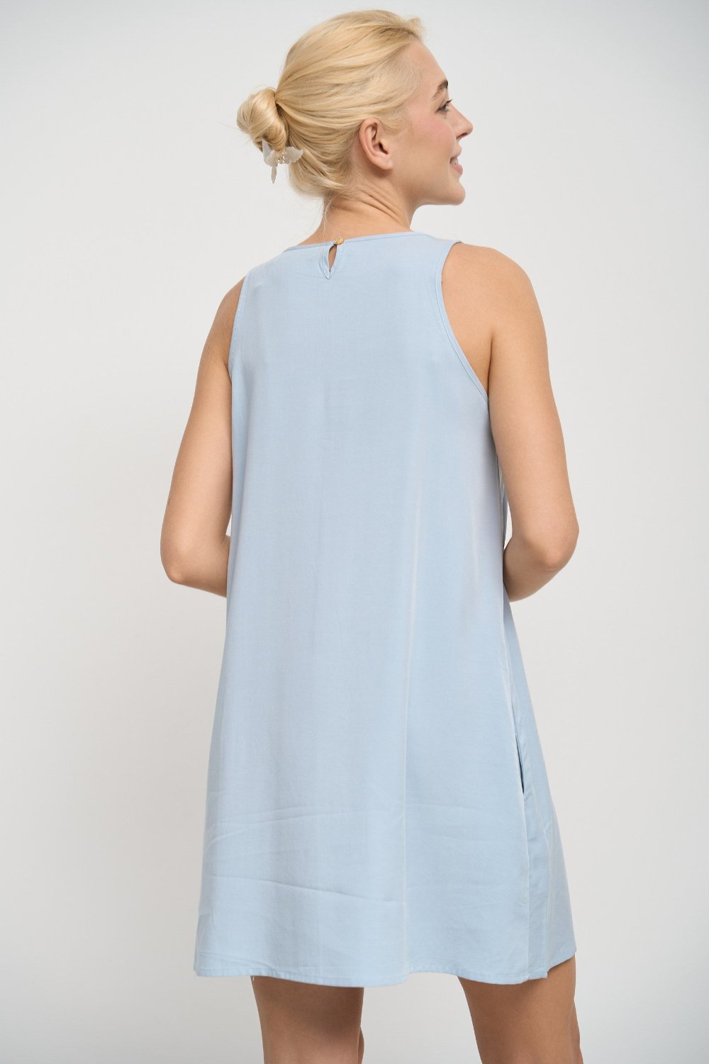 Blue Dress with Pockets - SOLMAR