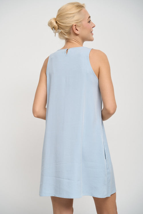 Blue Dress with Pockets - SOLMAR