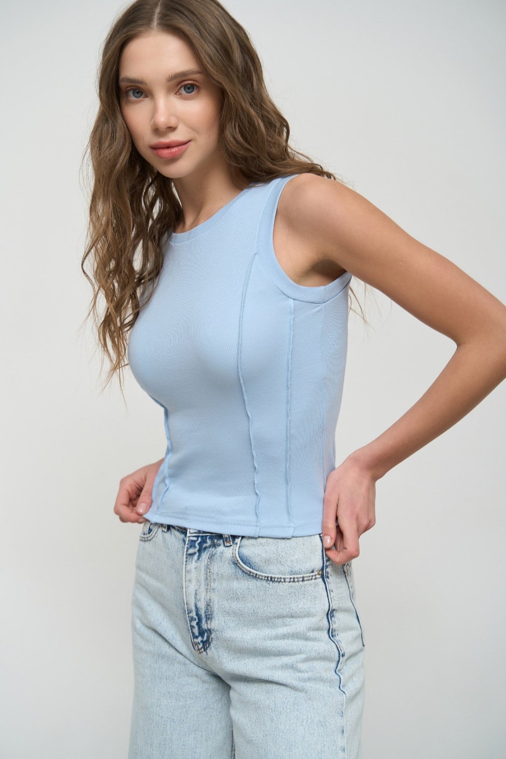 Blue Seam Detail Tank Top