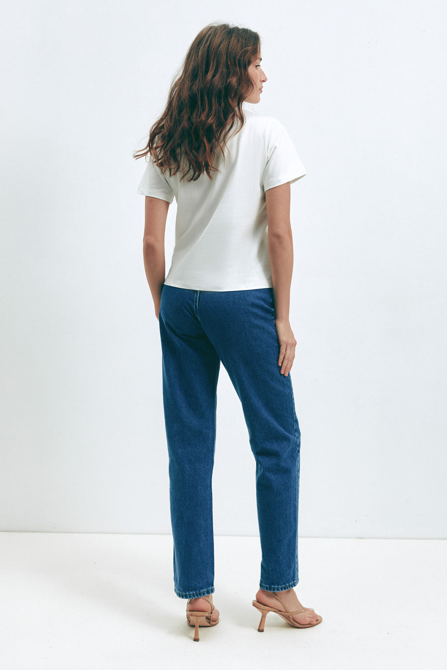 Dark Blue STRAIGHT MID-RISE Jeans