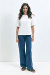 Blue WIDE LEG MID-RISE, FULL LENGTH Jeans