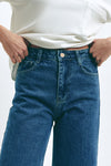 Blue WIDE LEG MID-RISE, FULL LENGTH Jeans