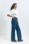 Blue WIDE LEG MID-RISE, FULL LENGTH Jeans