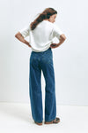 Blue WIDE LEG MID-RISE, FULL LENGTH Jeans