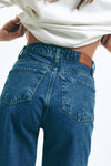 Blue WIDE LEG MID-RISE, FULL LENGTH Jeans