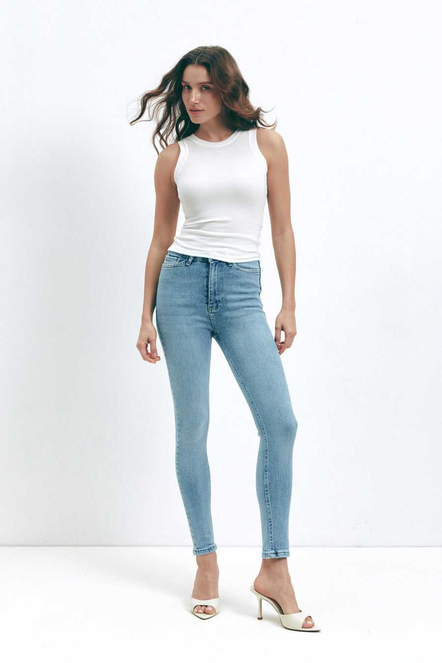 White Sleeveless Ribbed Top - SOLMAR