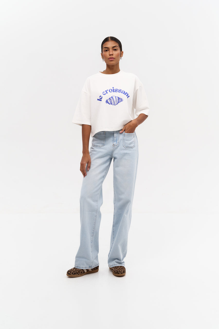 NEW White "Le Croissant" Print T-shirt - SOLMAR