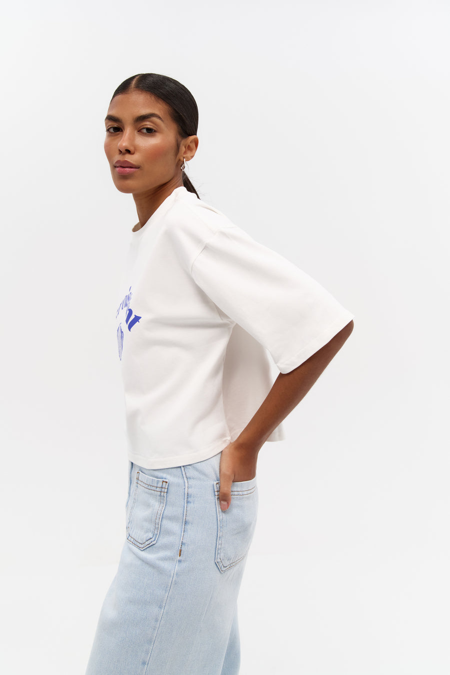 NEW White "Le Croissant" Print T-shirt - SOLMAR