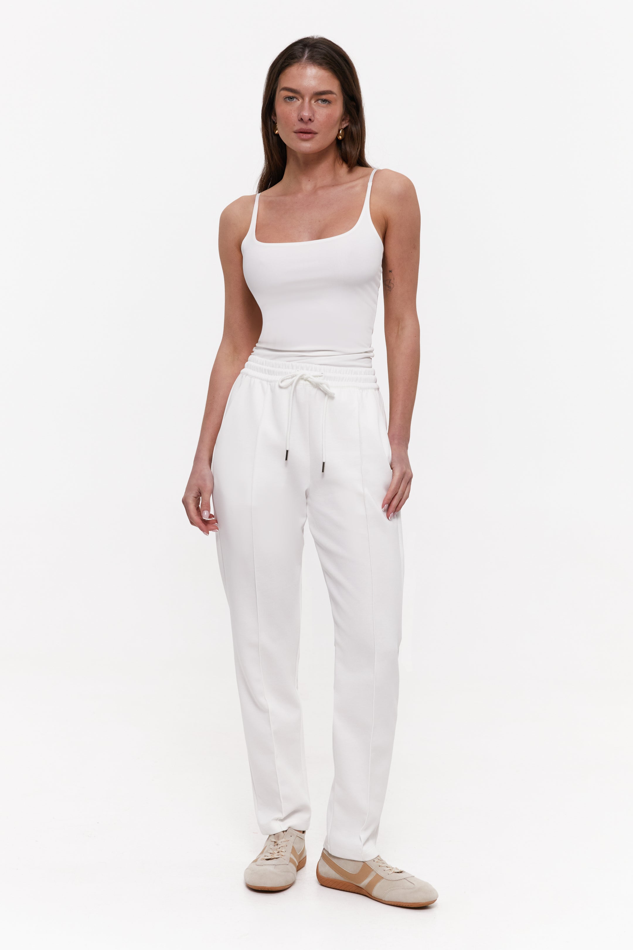 Classic White High Waist Cropped Pants