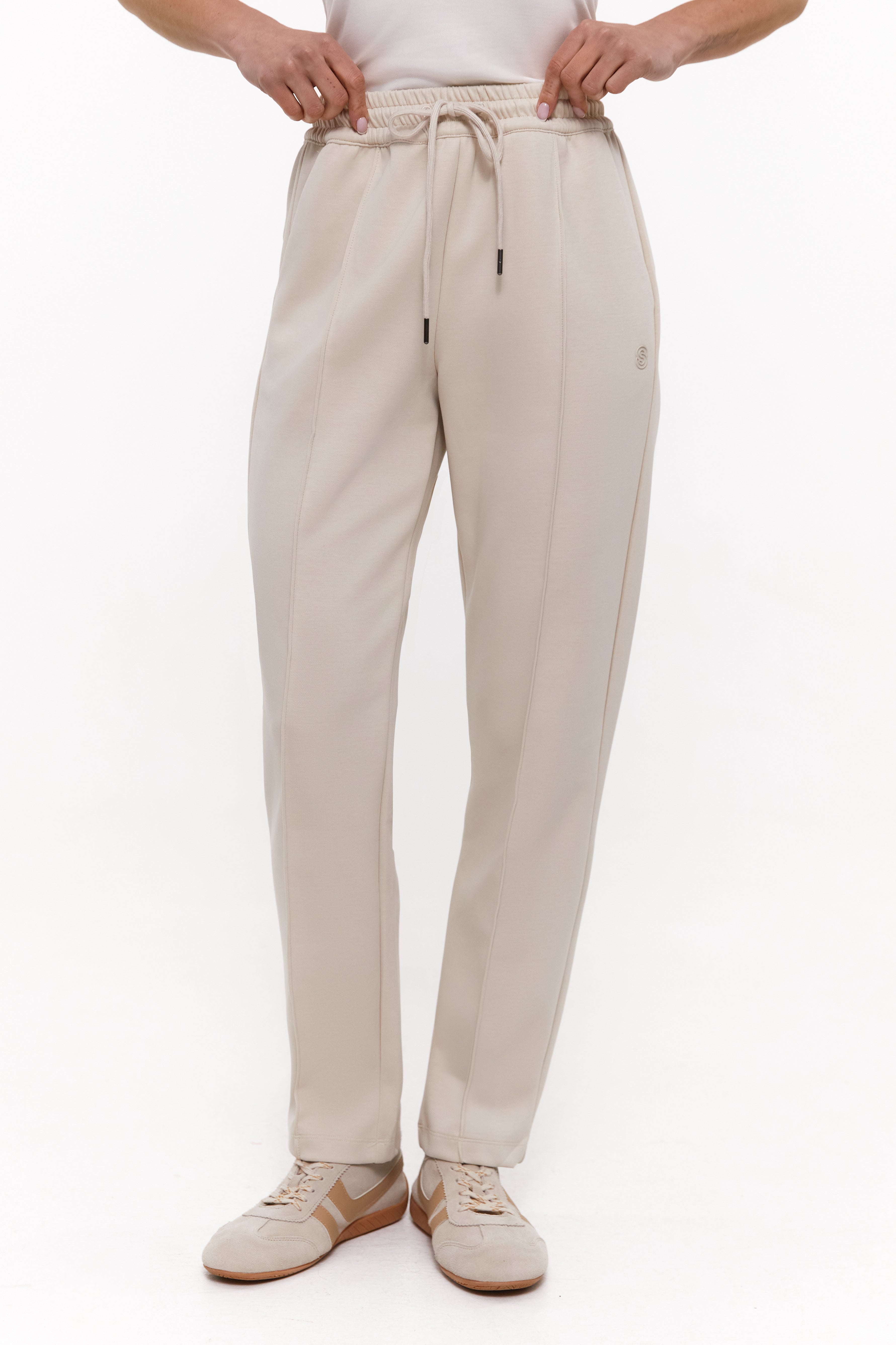 Beige High Waist Cropped Pants