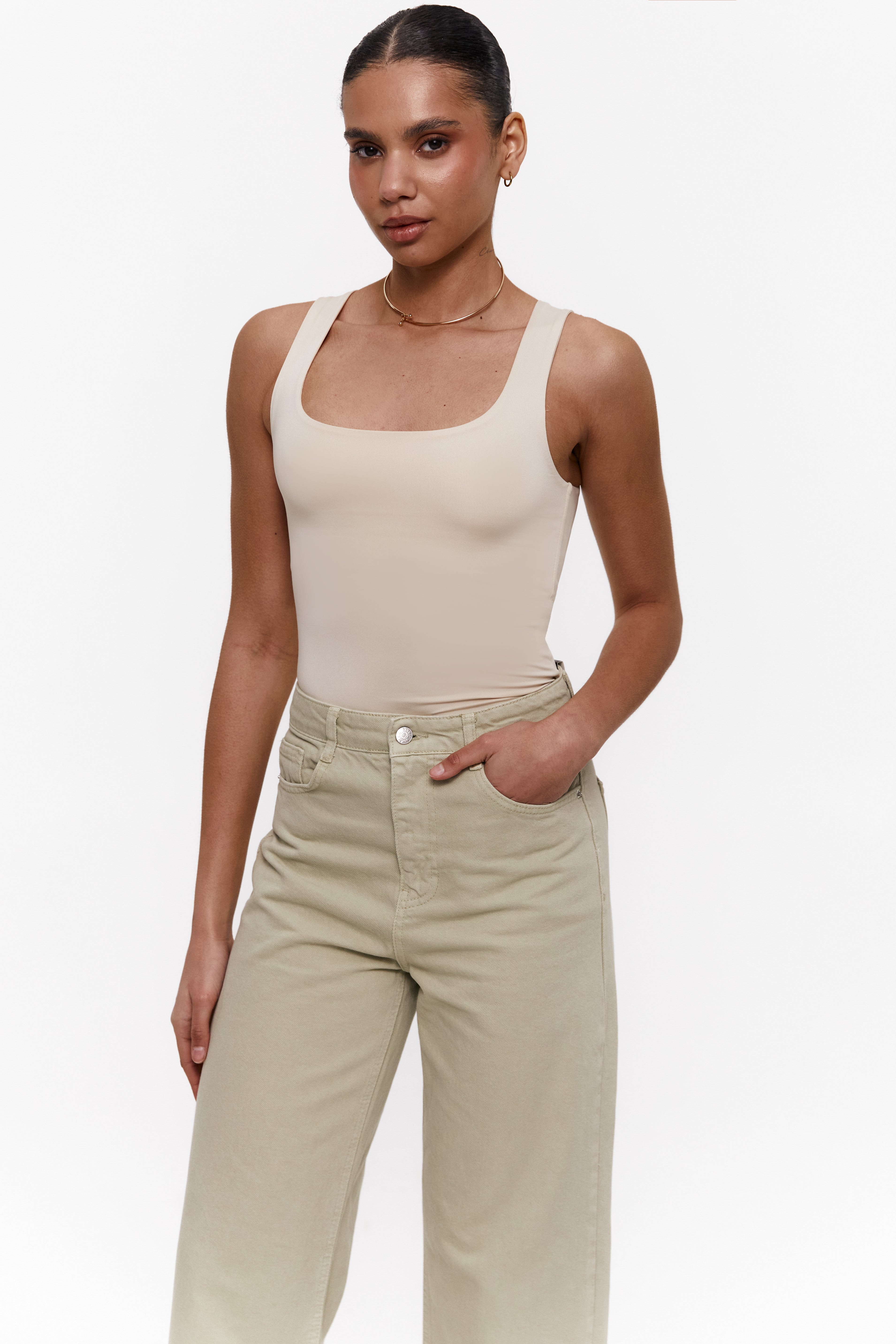 Basic tank top, Cream