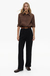 Black Classic Straight Pleated Trousers