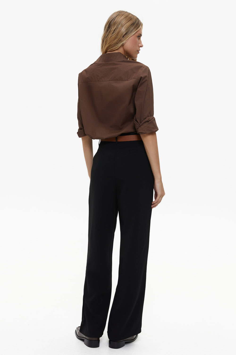 Black Classic Straight Pleated Trousers