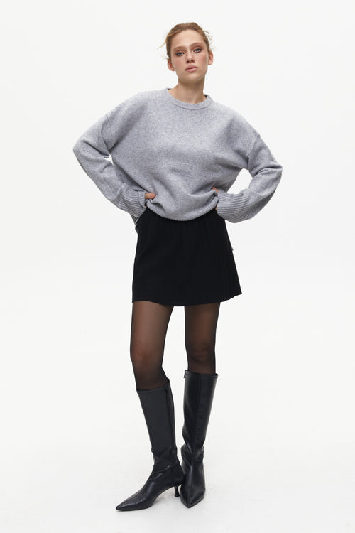 Grey Oversized Sweater with Slits