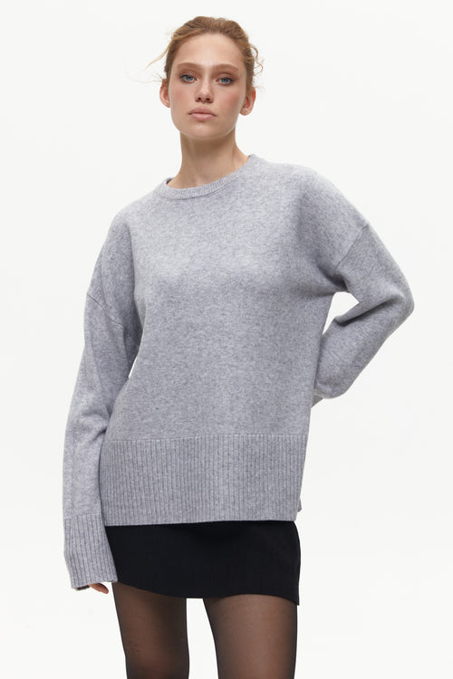 Grey Oversized Sweater with Slits