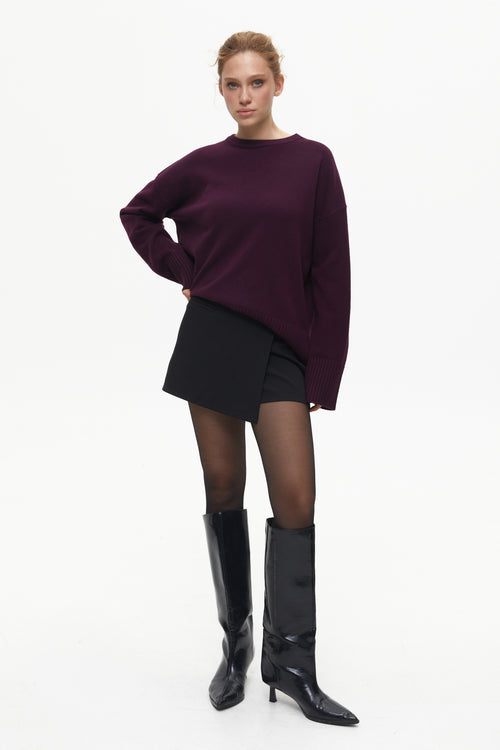 Purple Oversized Sweater with Slits