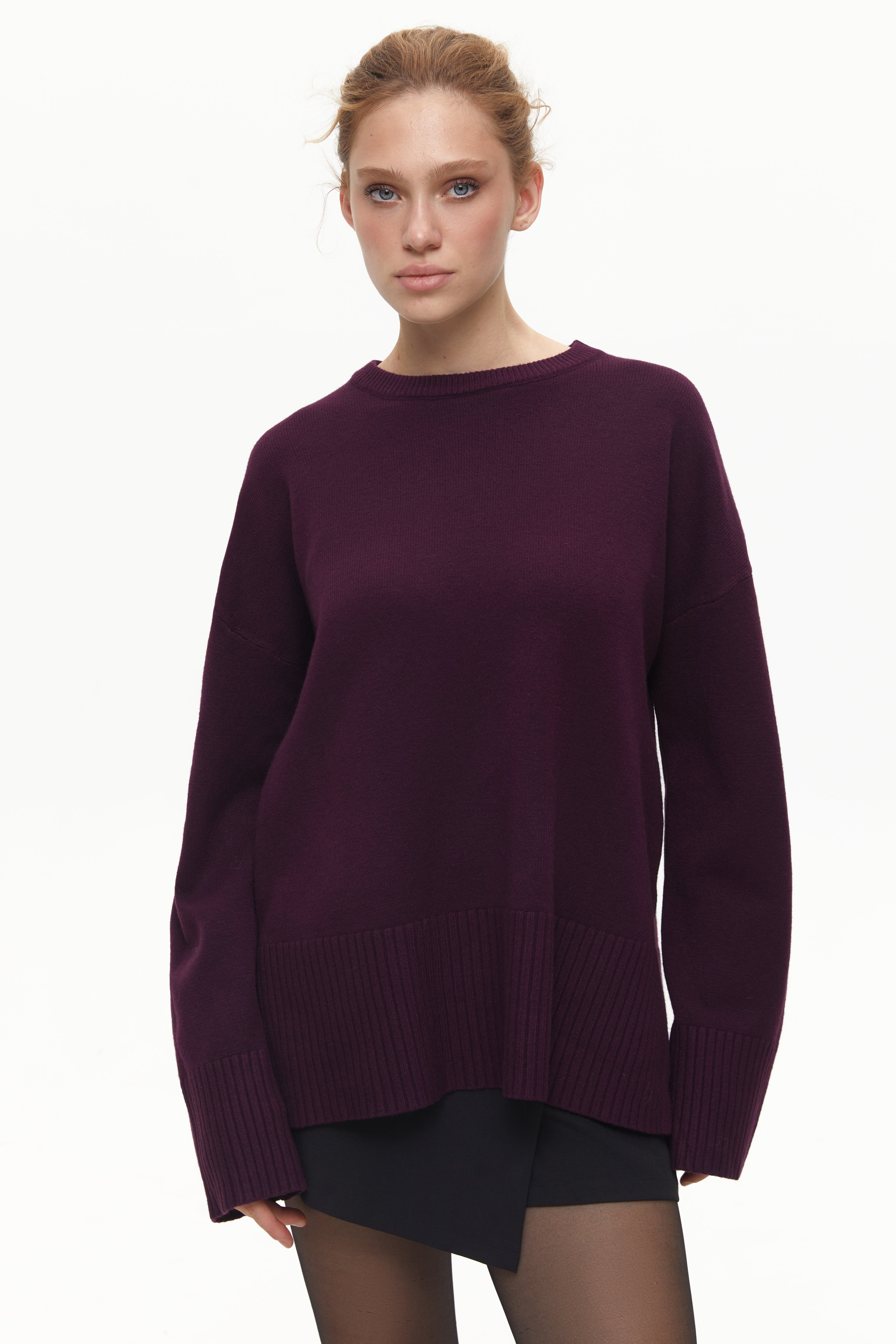 Purple Oversized Sweater with Slits