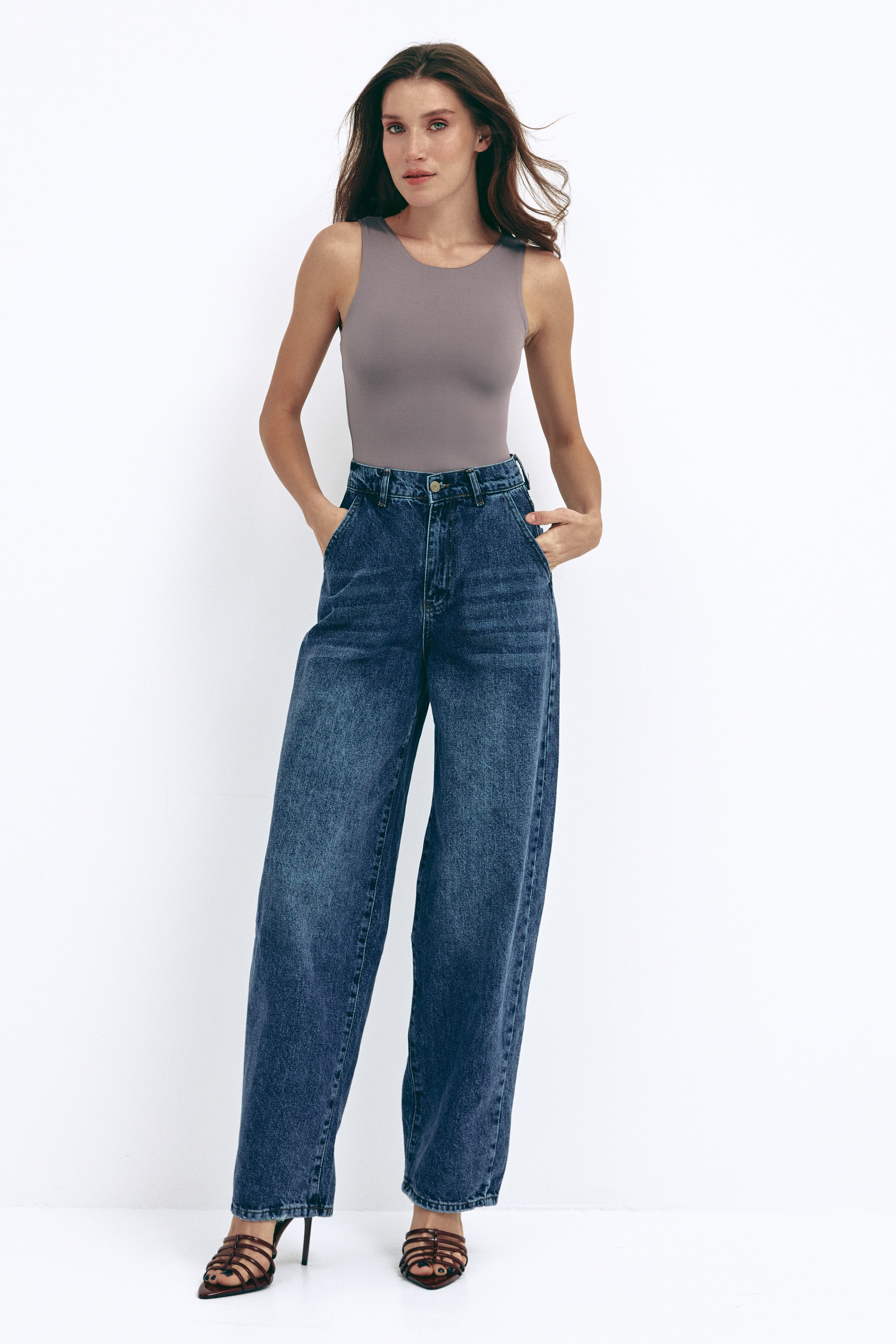 Grey Basic Sleeveless Bodysuit