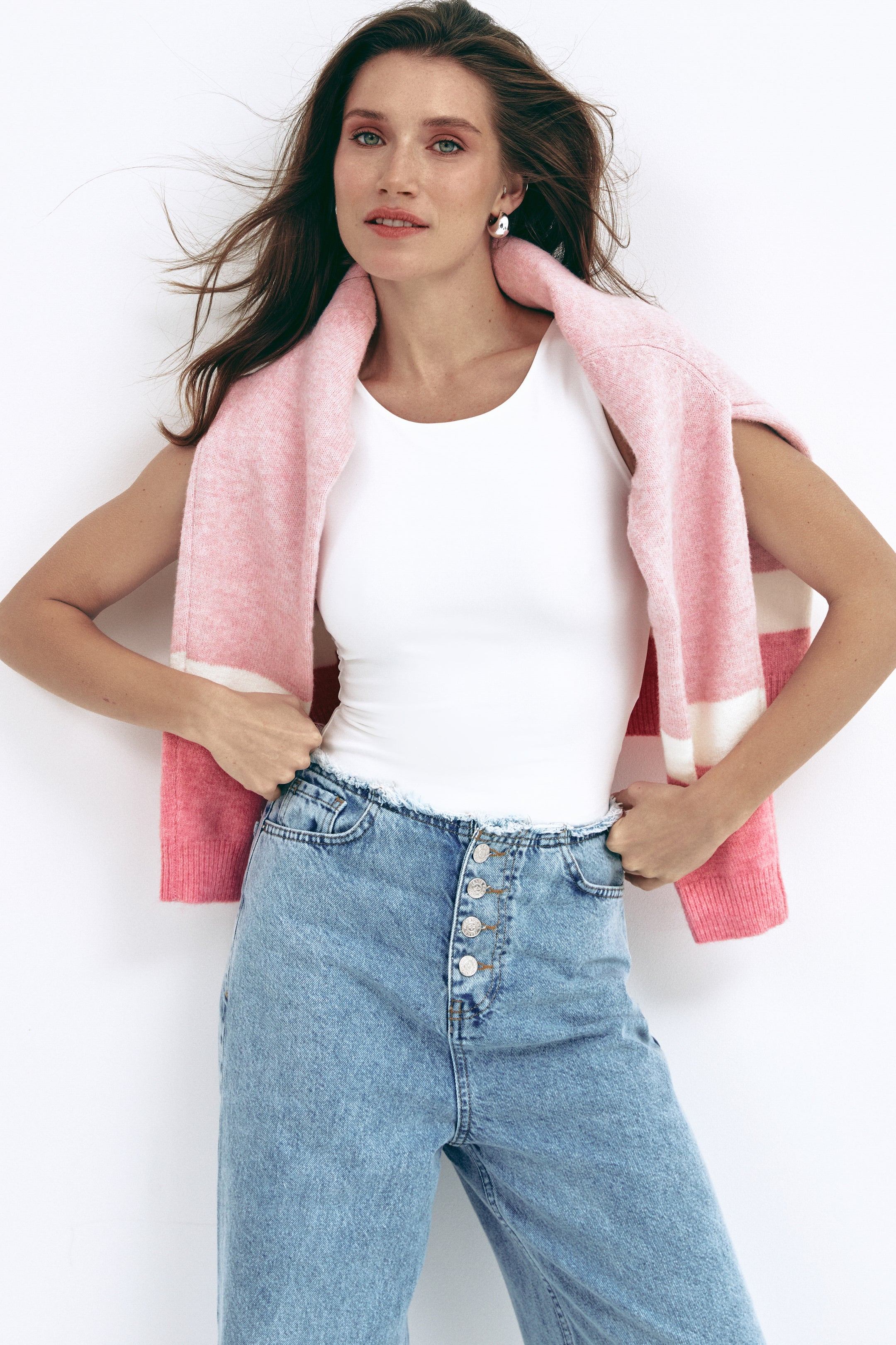 Pink Color Block Knit Sweater - SOLMAR