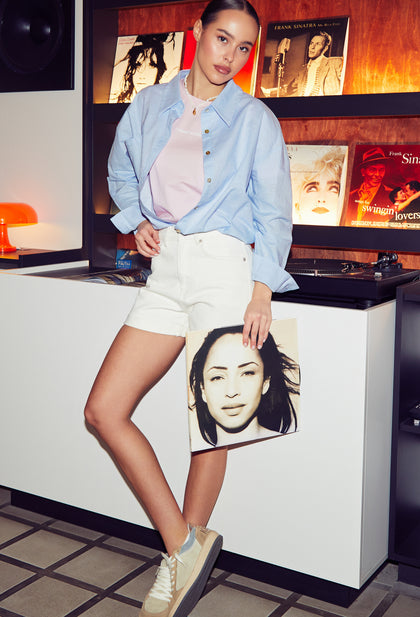 Cotton-linen blend shirt, Cloud Blue