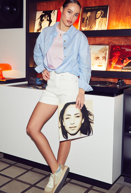 Cotton-linen blend shirt, Cloud Blue
