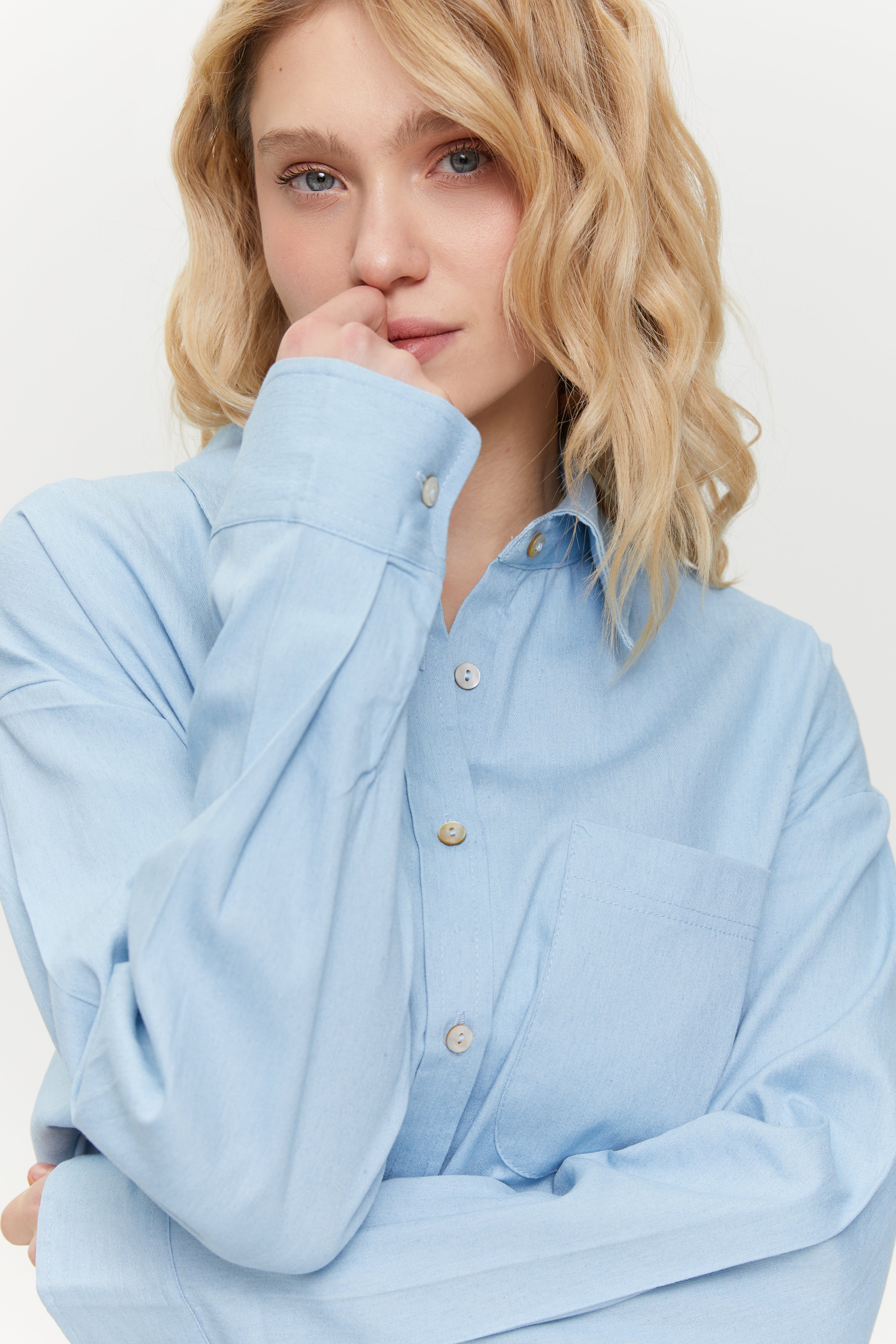 Lightweight denim overshirt, Light Blue