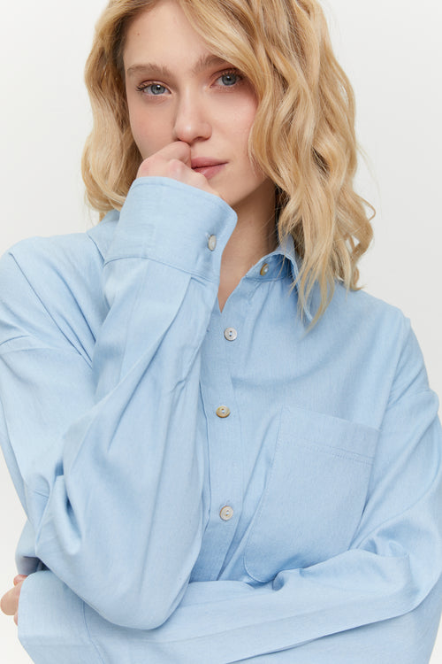 Lightweight denim overshirt, Light Blue