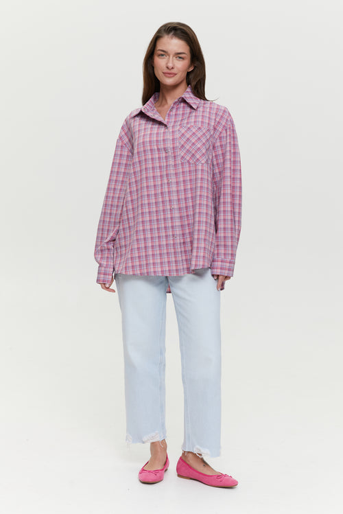 Pink Check shirt with pockets