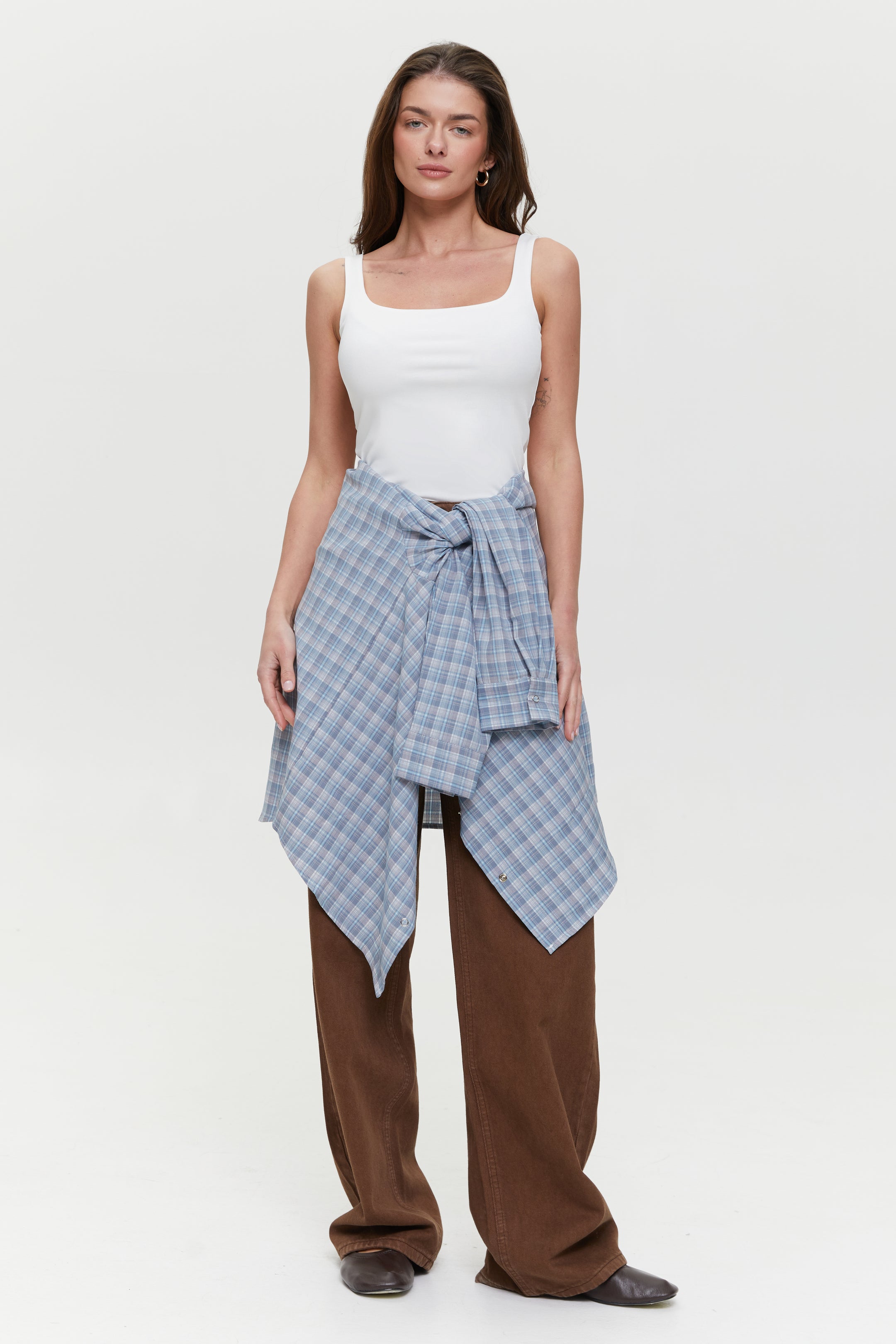 Plaid shirt with chest pocket, Grey
