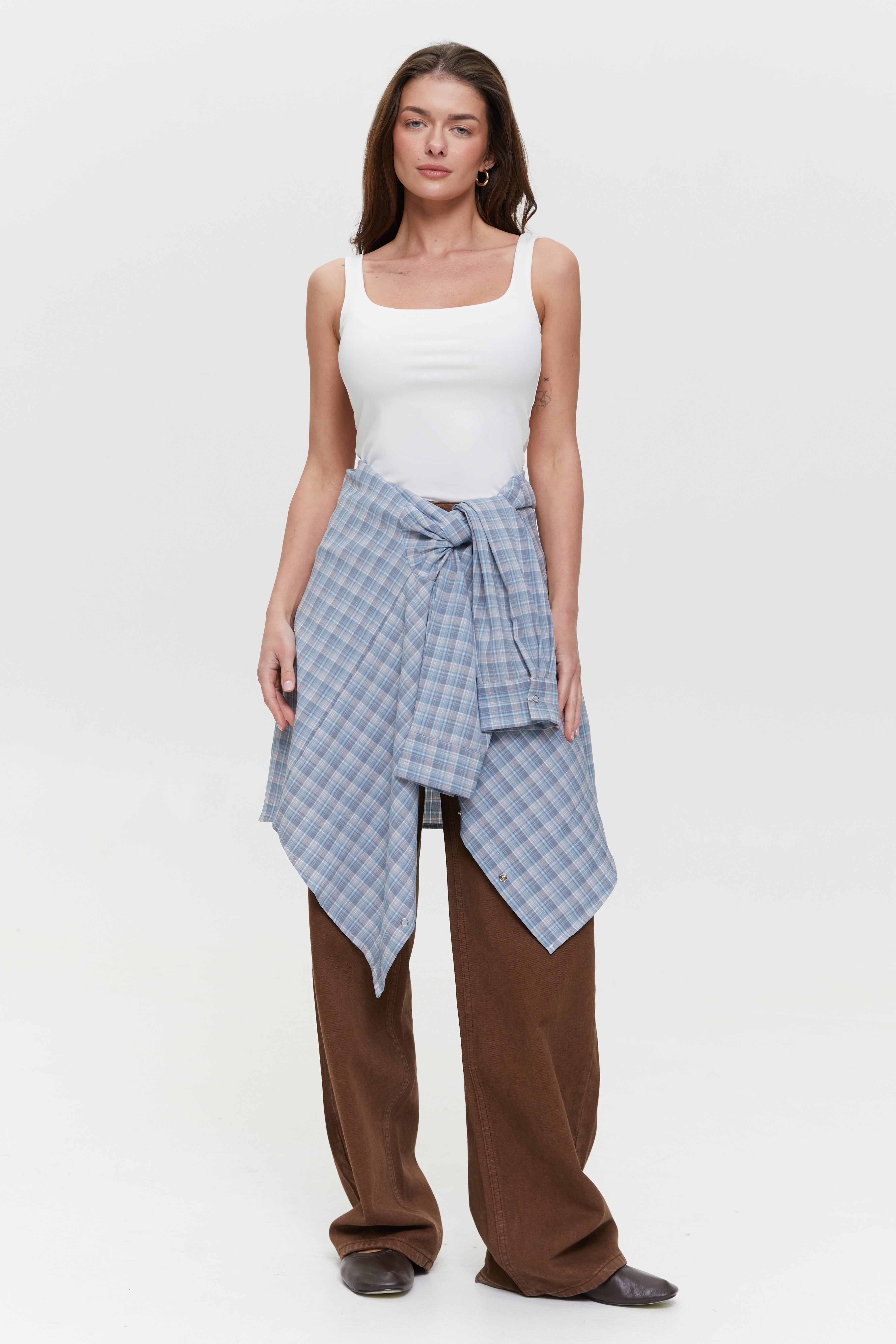 Plaid shirt with chest pocket, Grey