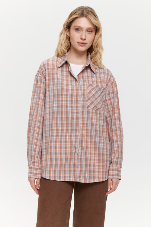 Brown Check shirt with pockets