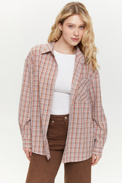 Plaid shirt with chest pocket, Orange