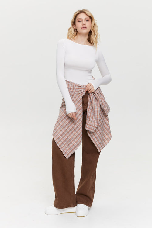Plaid shirt with chest pocket, Orange